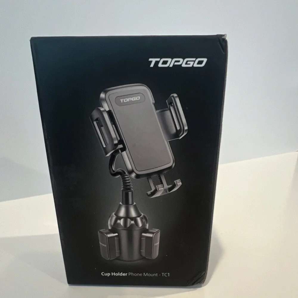 TOPGO Cup Holder Phone Holder Mount TC1 Black Adjustable Secure Car Accessory